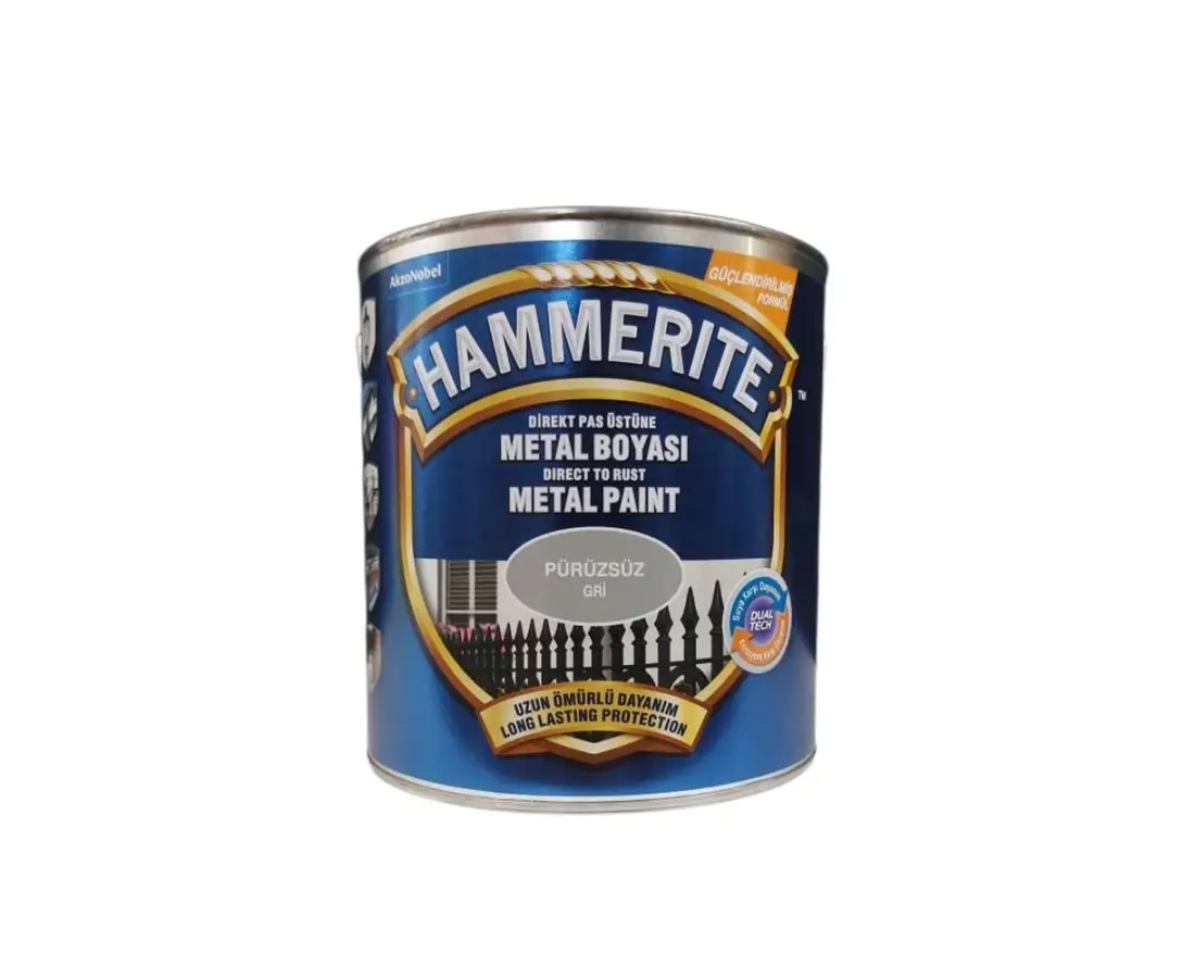 ანტიკორ.საღებავი 3/1-ში "Hammerite"ნაცრისფერი გლუვი 2,5ლტ — მეტალის საღებავები